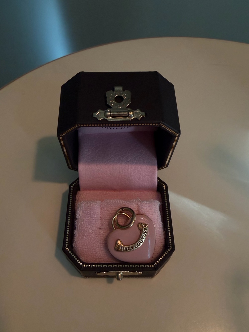 Juicy Couture Pink Enamel Heart Ring with Gold Accent